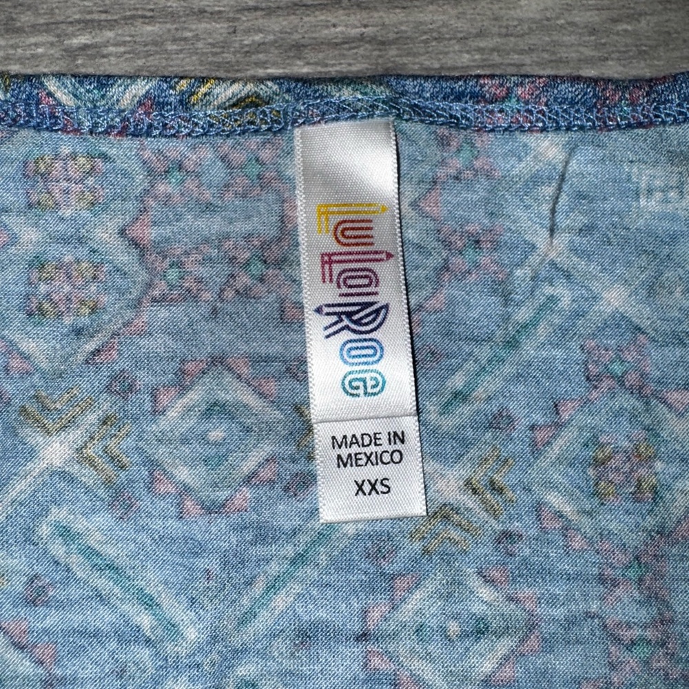 LuLaRoe Light Blue Geometric Top